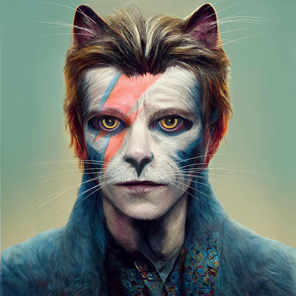 David Cat Bowie LiL2PAiNT Digital Artist Specializing In AI   David Cat Bowie LOW 